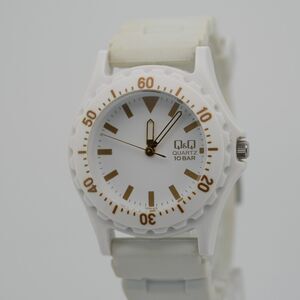 Vintage Q&Q JDM VR38-916 White Diver Watch 37mm 10 Bar Cal. 2035 New Battery
